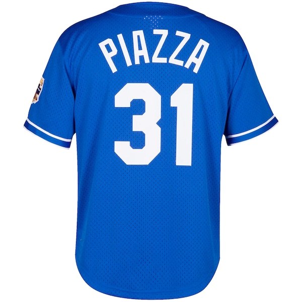 Mike Piazza Los Angeles Dodgers Mitchell & Ness Big & Tall Cooperstown Collection Mesh Button-Up Jersey- Royal