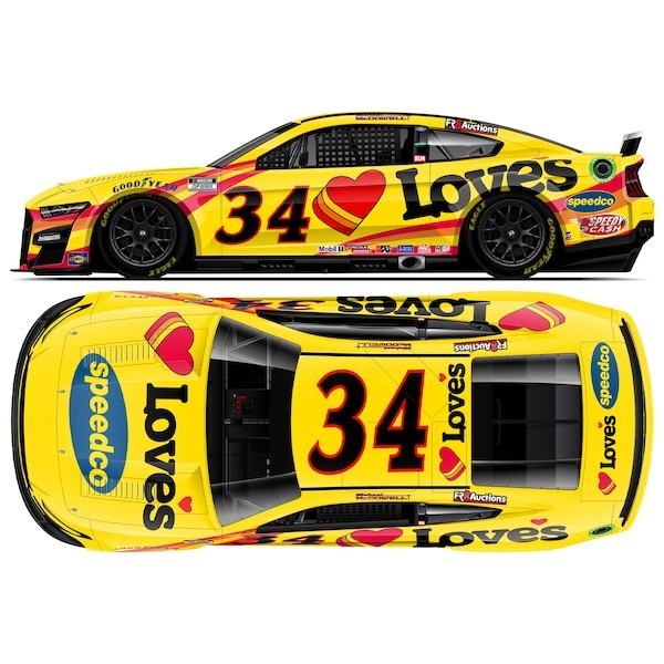 Michael McDowell Action Racing 2022 #34 Love's Travel Stops 1:24 Regular Paint Die-Cast Ford Mustang