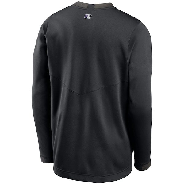 Colorado Rockies Nike Authentic Collection Thermal Crew Performance Pullover Sweatshirt - Charcoal/Black