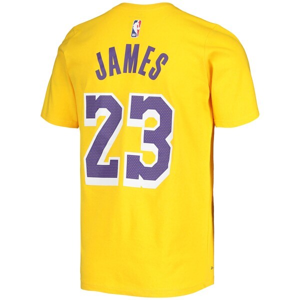 LeBron James Los Angeles Lakers Nike Youth Logo Name & Number Performance T-Shirt - Gold