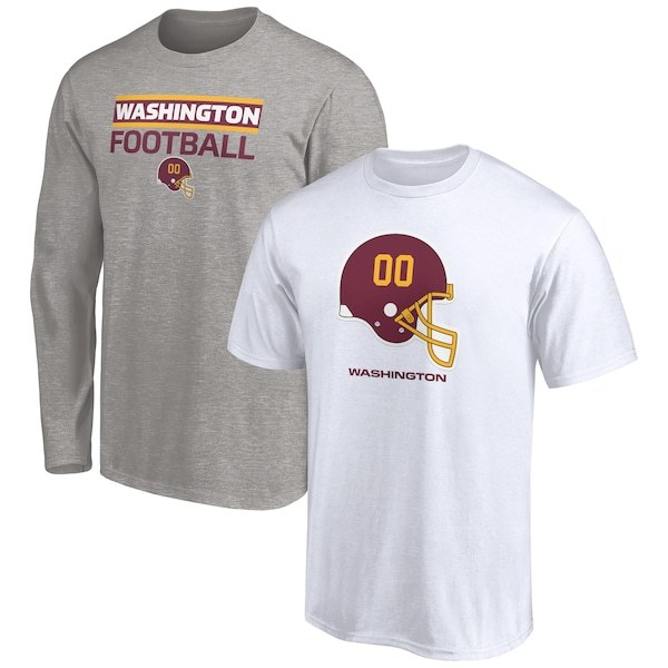 Washington Football Team Fanatics Branded T-Shirt Combo Set - White/Heathered Gray