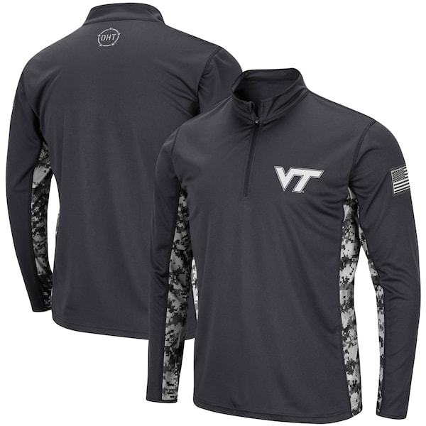 Virginia Tech Hokies Colosseum OHT Military Appreciation Digi Camo Quarter-Zip Jacket - Charcoal