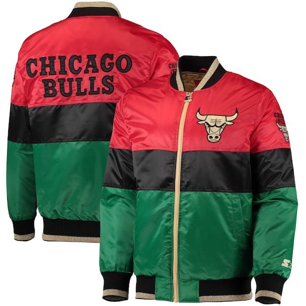 Chicago Bulls Starter Black History Month NBA 75th Anniversary Full-Zip Jacket - Red/Black/Green