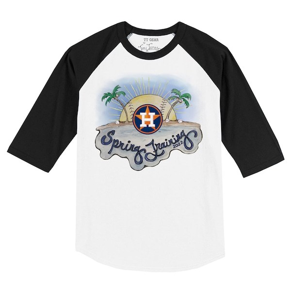 Houston Astros Tiny Turnip Toddler 2022 Spring Training 3/4 Sleeve Raglan T-Shirt - White/Black