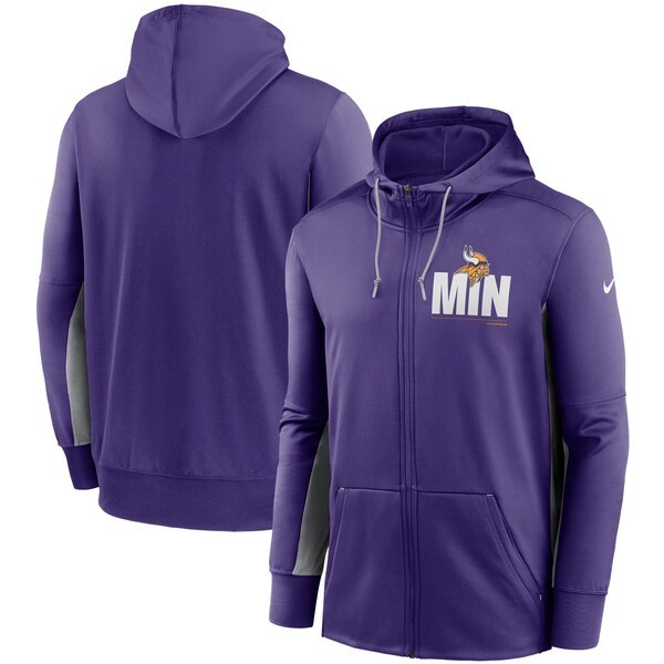 Minnesota Vikings Nike Mascot Performance Full-Zip Hoodie - Purple/Gray
