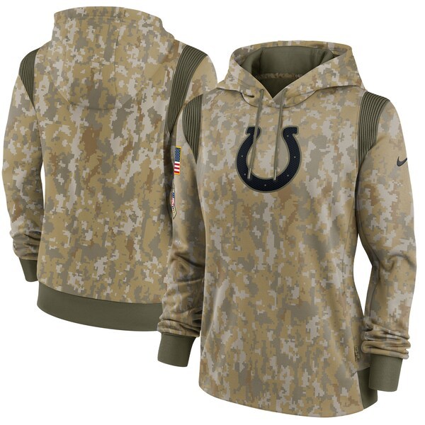 Indianapolis Colts Nike Women's 2021 Salute To Service Therma Performance Pullover Hoodie - Olive
