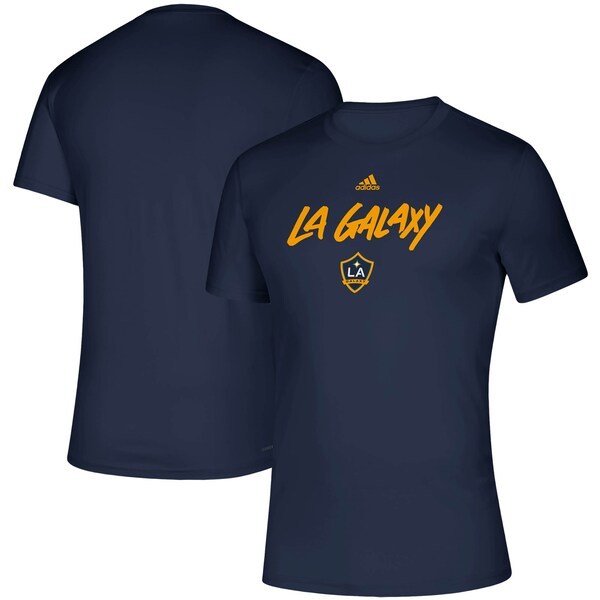LA Galaxy adidas Wordmark Goals T-Shirt - Navy