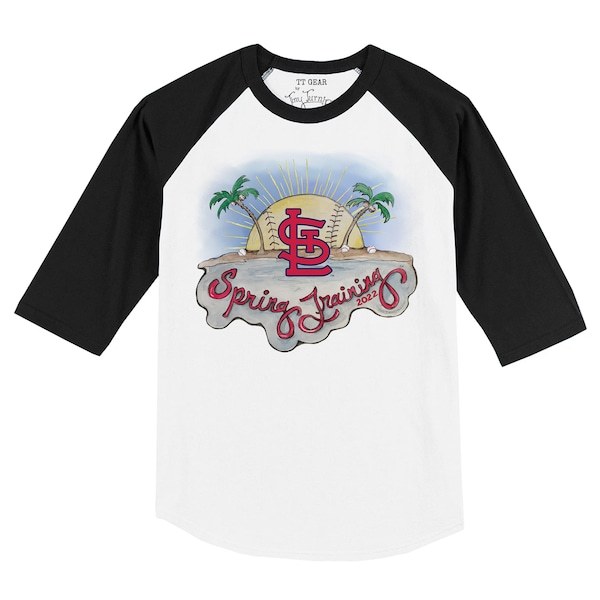 St. Louis Cardinals Tiny Turnip Infant 2022 Spring Training 3/4 Sleeve Raglan T-Shirt - White/Black