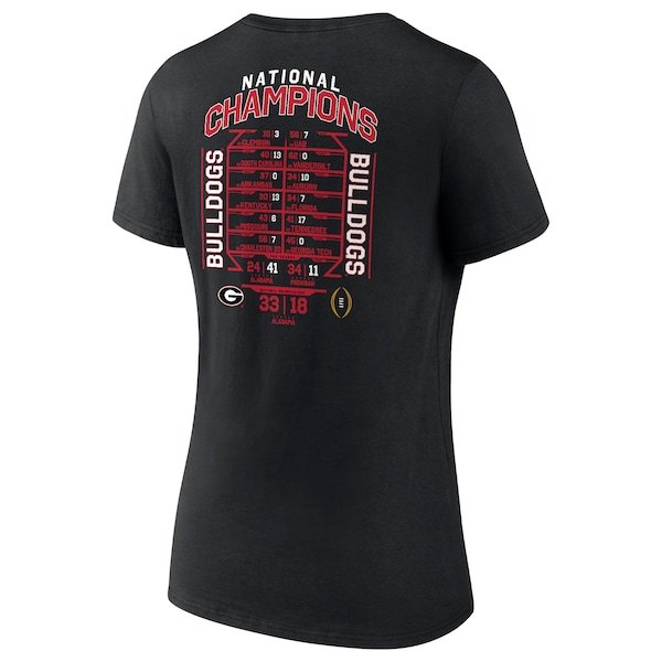Georgia Bulldogs Fanatics Branded Women's College Football Playoff 2021 National Champions Route Schedule V-Neck T-Shirt - Black