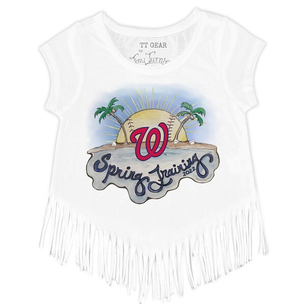 Washington Nationals Tiny Turnip Girls Toddler 2022 Spring Training Fringe T-Shirt - White