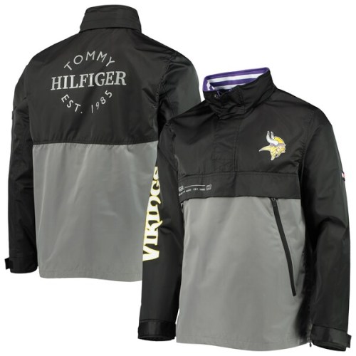 Minnesota Vikings Tommy Hilfiger Anorak Hoodie Quarter-Zip Jacket - Black/Gray