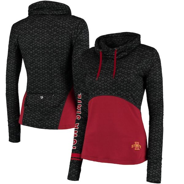 Iowa State Cyclones Colosseum Women's Scaled Cowl Neck Pullover Hoodie - Black/Cardinal