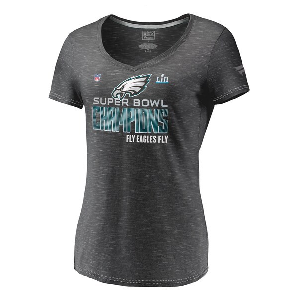 Philadelphia Eagles NFL Pro Line by Fanatics Branded Women's Super Bowl LII Champions Trophy Collection Locker Room T-Shirt - Heathered Charcoal