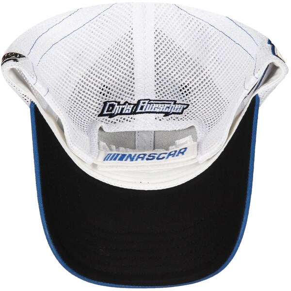 Chris Buescher Checkered Flag Fastenal Sponsor Adjustable Trucker Hat - Royal/White