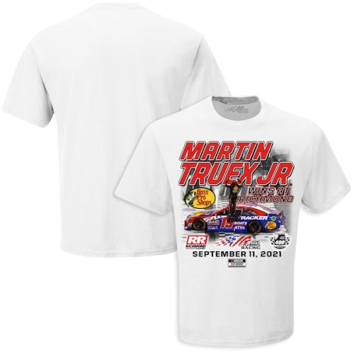Martin Truex Jr. Checkered Flag 2021 Federated Auto Parts 400 Salute to First Responders Race Win T-Shirt - White