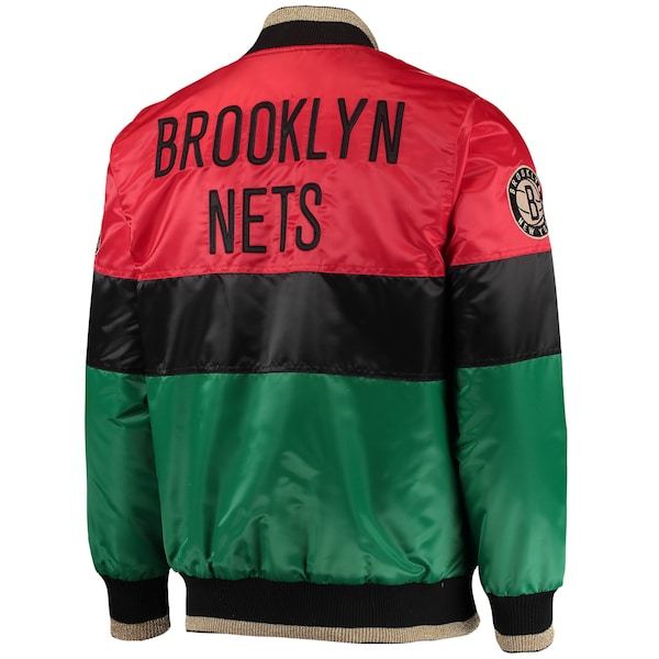 Brooklyn Nets Starter Black History Month NBA 75th Anniversary Full-Zip Jacket - Red/Black/Green