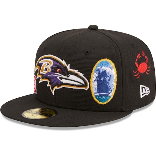 Baltimore Ravens New Era Team Local 59FIFTY Fitted Hat - Black
