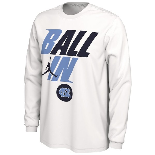 North Carolina Tar Heels Jordan Brand Ball In Bench Long Sleeve T-Shirt - White