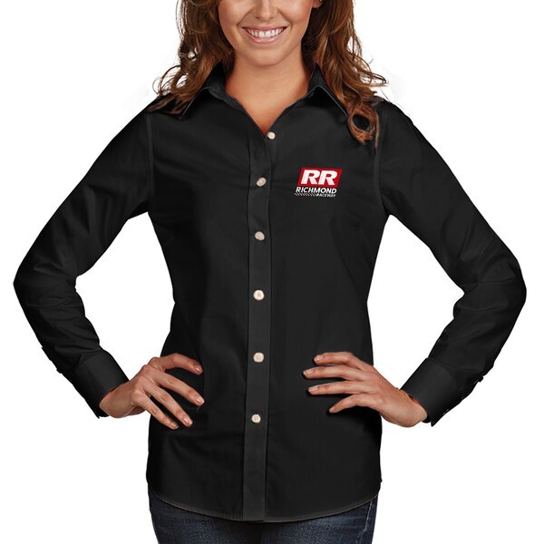 Antigua Women's Richmond Raceway Logo Dynasty Woven Button Down Long Sleeve Shirt - Black