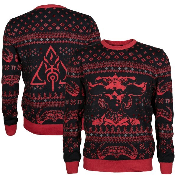 Diablo IV J!NX Lilith Ugly Holiday Pullover Sweater - Black