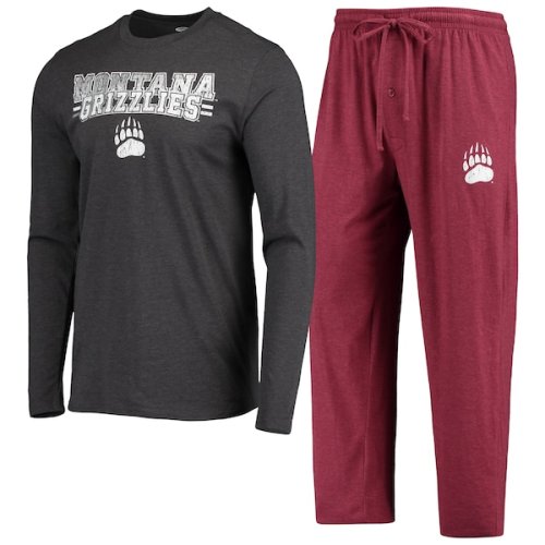 Montana Grizzlies Concepts Sport Meter Long Sleeve T-Shirt & Pants Sleep Set - Maroon/Heathered Charcoal