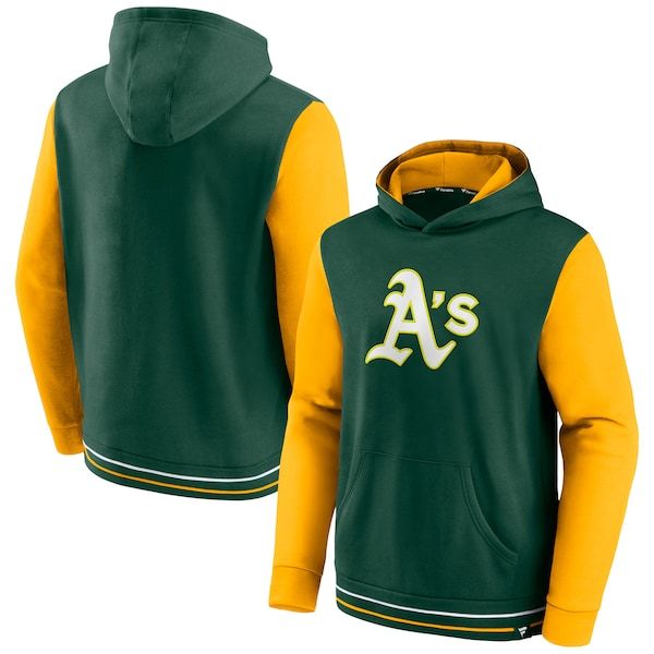 Oakland Athletics Fanatics Branded Last Whistle Pullover Hoodie - Green/Yellow