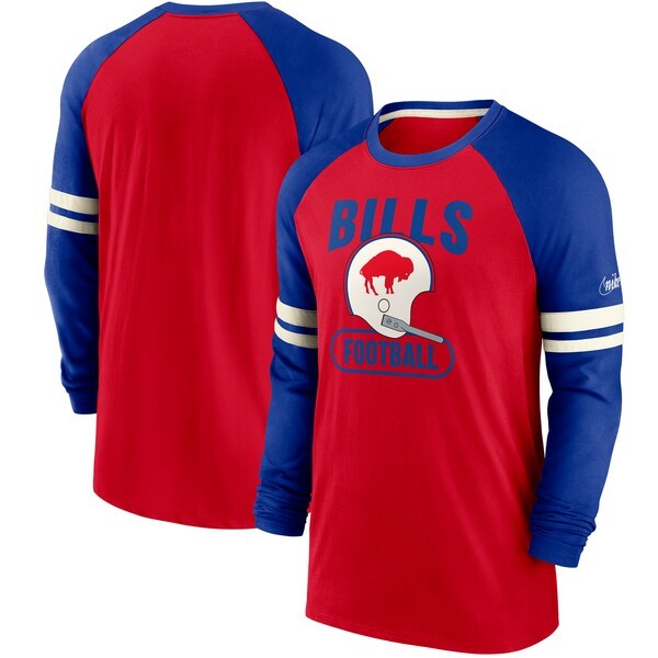 Buffalo Bills Nike Throwback Raglan Long Sleeve T-Shirt - Red/Royal