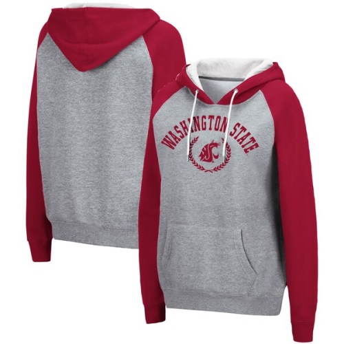 Washington State Cougars Colosseum Women's Contrast Raglan Pullover Hoodie - Heathered Gray
