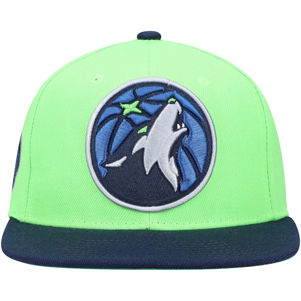 Minnesota Timberwolves Mitchell & Ness XL Wordmark Snapback Hat - Green/Navy