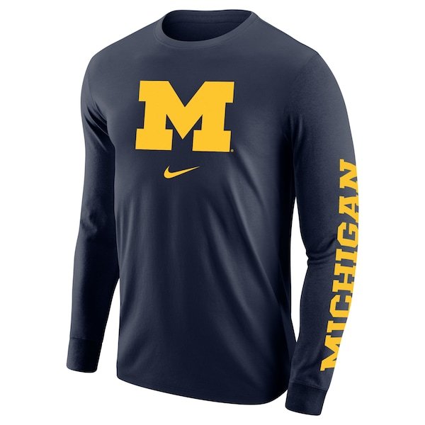 Michigan Wolverines Nike Team Lockup 2-Hit Long Sleeve T-Shirt - Navy