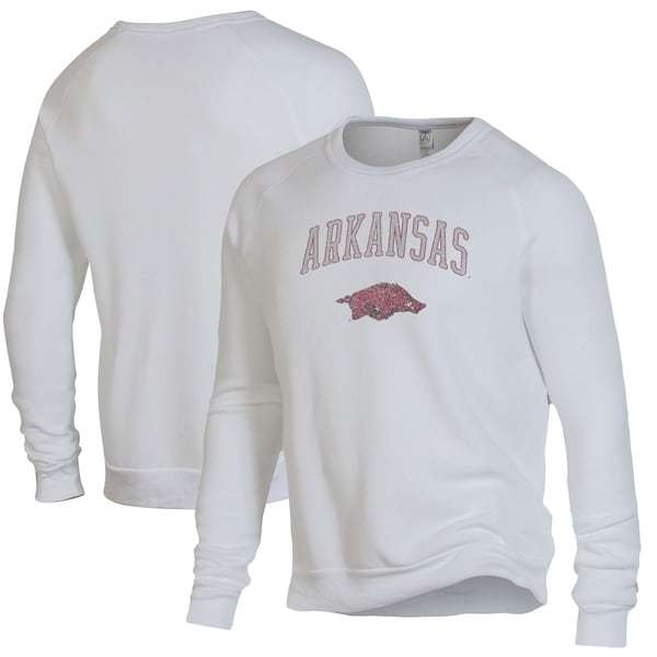 Arkansas Razorbacks Alternative Apparel The Champ Raglan Pullover Sweatshirt - Heathered White
