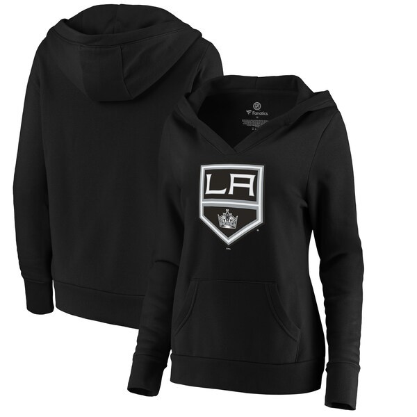 Los Angeles Kings Fanatics Branded Women's Plus Size Primary Team Logo V-Neck Pullover Hoodie - Black