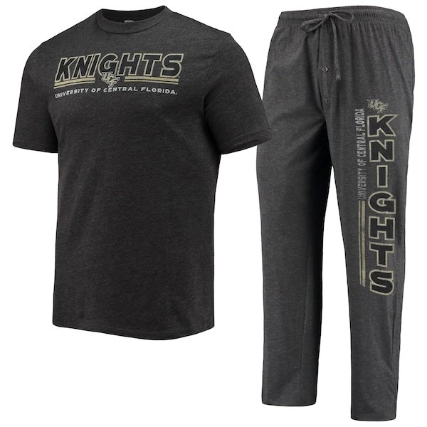 UCF Knights Concepts Sport Meter T-Shirt & Pants Sleep Set - Heathered Charcoal/Black