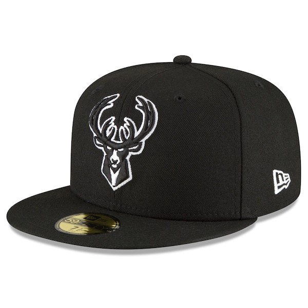 Milwaukee Bucks New Era Back Half Team 59FIFTY Fitted Hat - Black