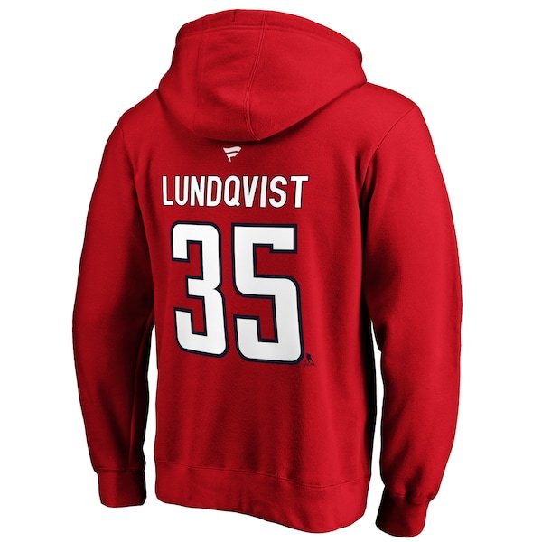 Henrik Lundqvist Washington Capitals Fanatics Branded Authentic Stack Name & Number Pullover Hoodie - Red