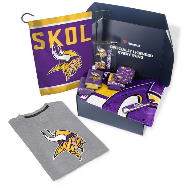 Minnesota Vikings Fanatics Pack Tailgate Game Day Essentials T-Shirt Gift Box - $107+ Value