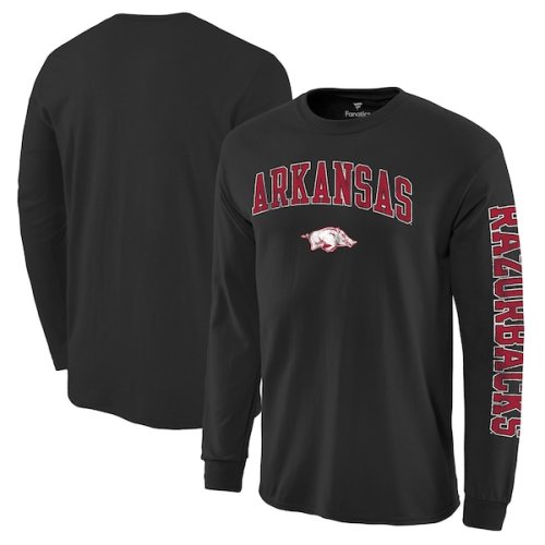 Arkansas Razorbacks Fanatics Branded Distressed Arch Over Logo Long Sleeve Hit T-Shirt - Black