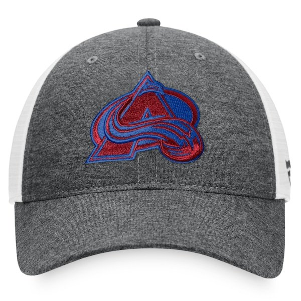 Colorado Avalanche Fanatics Branded Mesh Trucker Snapback Hat - Heathered Charcoal/White