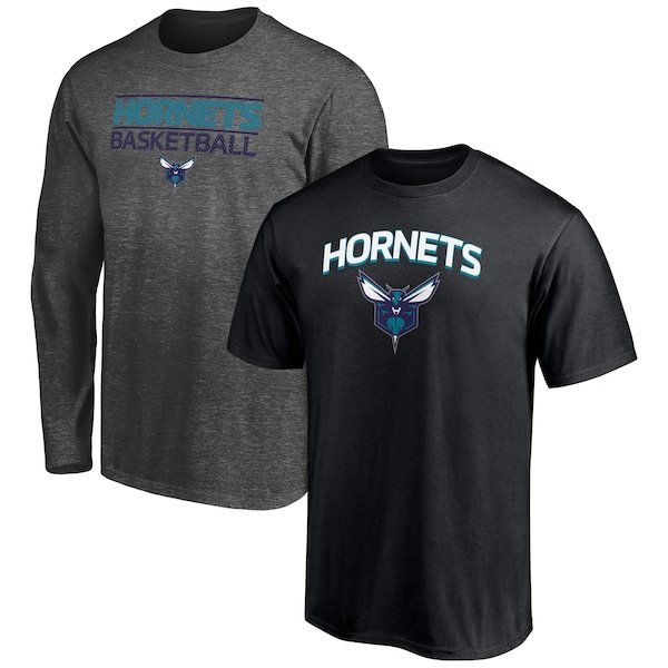 Charlotte Hornets Fanatics Branded T-Shirt Combo Set - Black/Heathered Charcoal