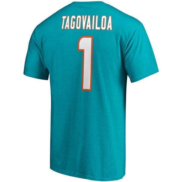 Tua Tagovailoa Miami Dolphins Fanatics Branded Player Icon Name & Number T-Shirt - Aqua