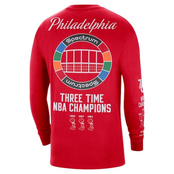 Philadelphia 76ers Nike 2021/22 City Edition Courtside Heavyweight Moments Long Sleeve T-Shirt - Red