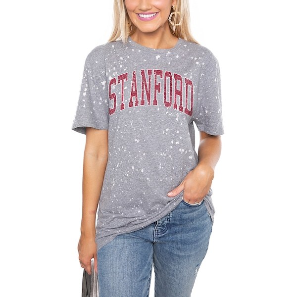 Stanford Cardinal Women's Bleached Splash-Dyed T-Shirt - Gray