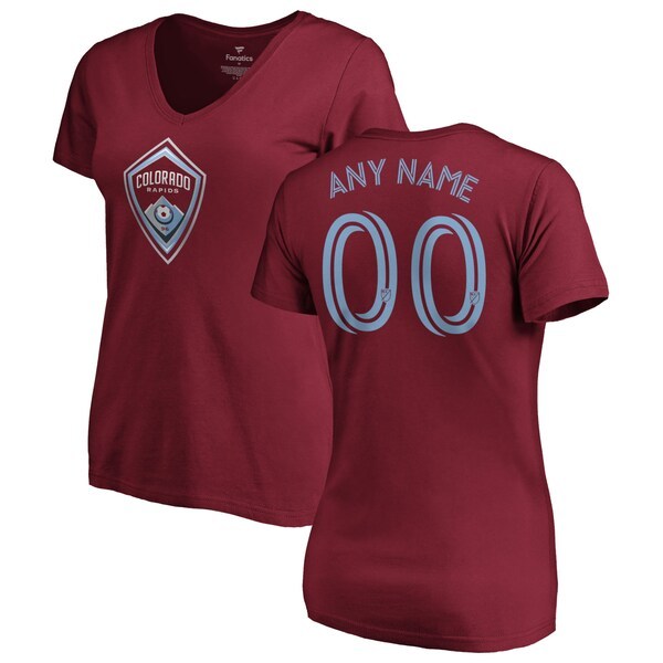 Colorado Rapids Fanatics Branded Women's Personalized Authentic Name & Number V-Neck T-Shirt - Burgundy