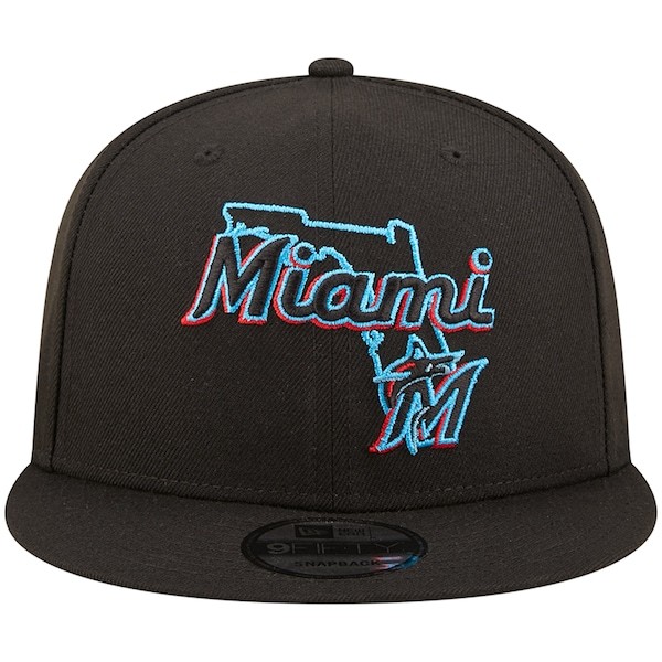 Miami Marlins New Era State 9FIFTY Snapback Hat - Black