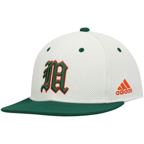 Miami Hurricanes adidas On-Field Baseball Fitted Hat - Cream/Green