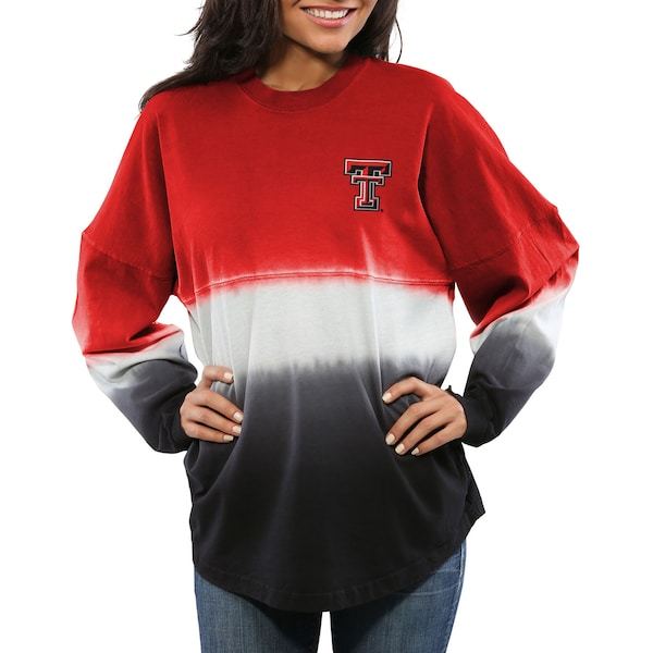 Texas Tech Red Raiders Women's Ombre Long Sleeve Dip-Dyed Spirit Jersey - Red
