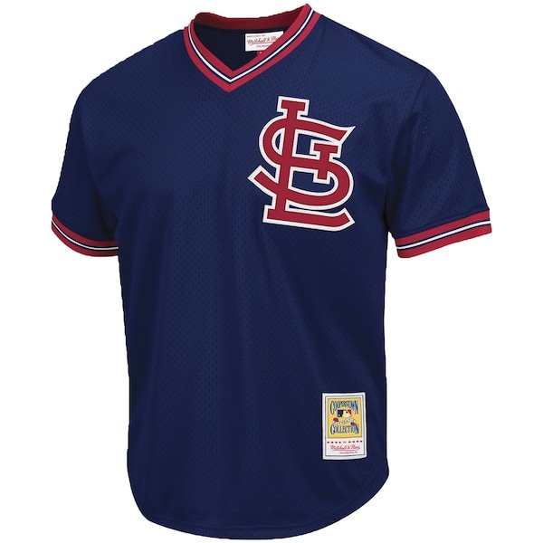 Ozzie Smith St. Louis Cardinals Mitchell & Ness Cooperstown Collection Big & Tall Mesh Batting Practice Jersey - Navy
