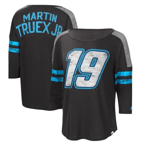 Martin Truex Jr Starter Women's Highlight 3/4-Sleeve Scoop Neck T-Shirt - Black/Blue