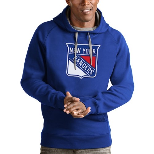 New York Rangers Antigua Logo Victory Pullover Hoodie - Blue