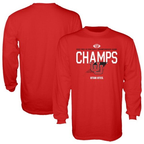Utah Utes Blue 84 2021 PAC-12 Football Conference Champions Locker Room Long Sleeve T-Shirt - Red